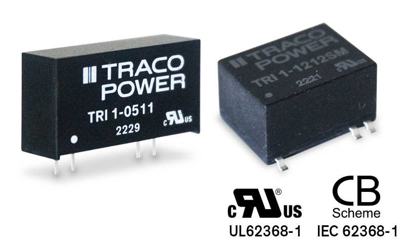 ­1 watt DC/DC converters with 480 VAC isolation voltage